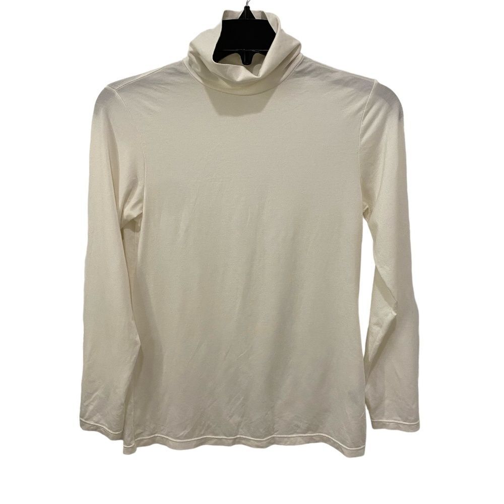 Uniqlo Heattech White Long Sleeve Layering Turtleneck Top Thermal Base Layer L